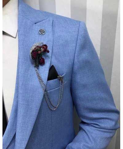Abito uomo, azzurro - Con gilet doppiopetto