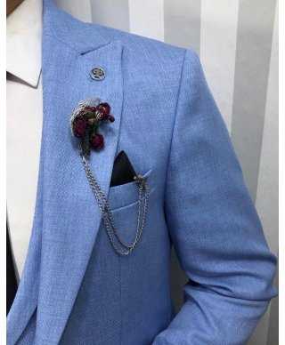 Abito uomo, azzurro - Con gilet doppiopetto
