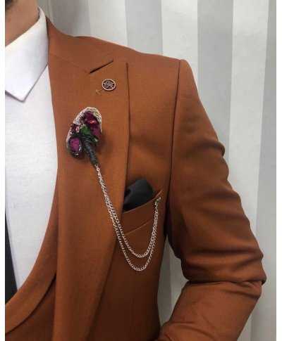 Abito uomo, marrone - Con gilet doppiopetto