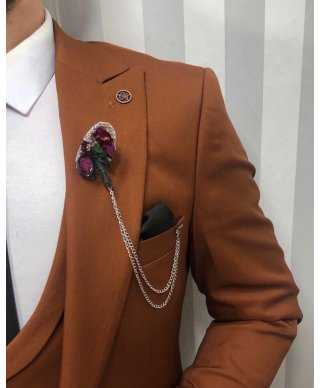 Abito uomo, marrone - Con gilet doppiopetto