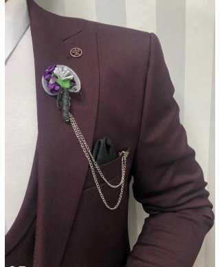 Abito uomo, colore prugna - Con gilet doppiopetto