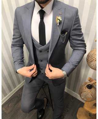 Abito uomo, grigio - Con gilet doppiopetto