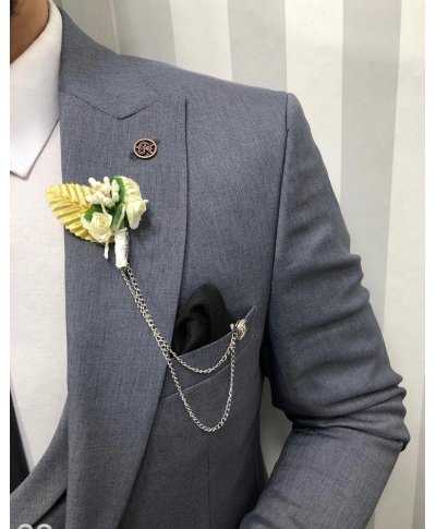 Abito uomo, grigio - Con gilet doppiopetto