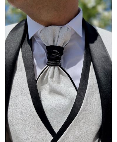 Smoking męski z kamizelką – Biały