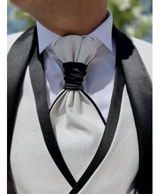 Smoking męski z kamizelką – Biały