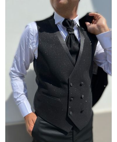 Smoking męski czarny z kamizelką