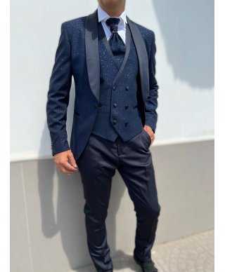 Smoking uomo blu con gilet