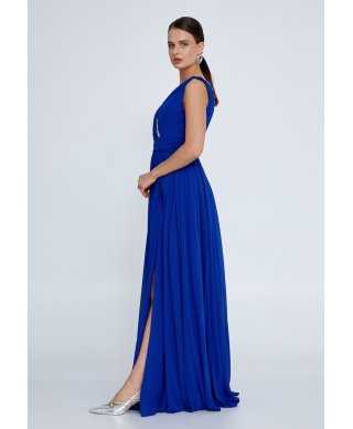 Abito da cerimonia donna blu, con spacco