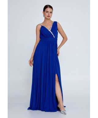 Abito da cerimonia donna blu, con spacco