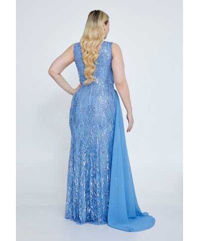 Abito da cerimonia azzurro, taglie curvy