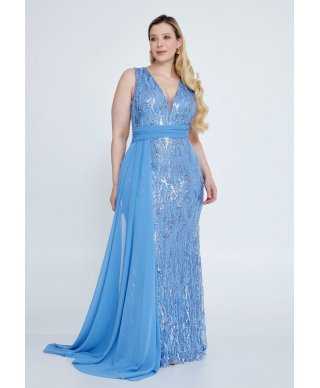 Abito da cerimonia azzurro, taglie curvy