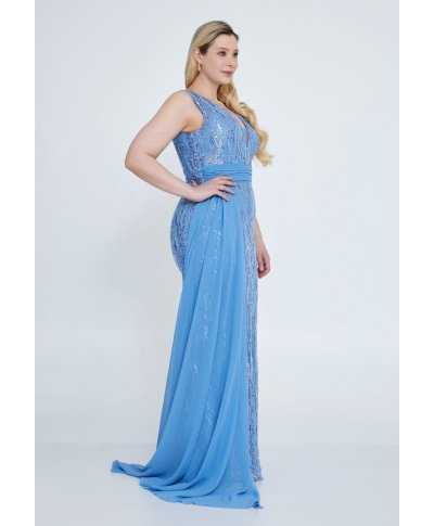 Abito da cerimonia azzurro, taglie curvy