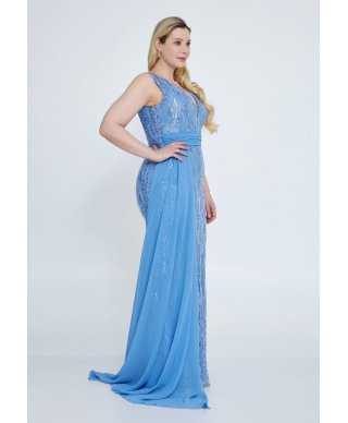 Abito da cerimonia azzurro, taglie curvy