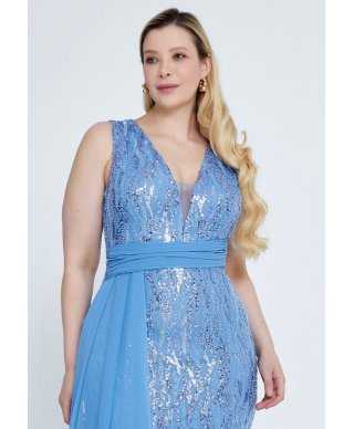 Abito da cerimonia azzurro, taglie curvy
