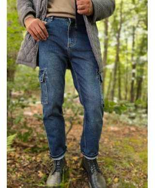 Męskie jeansy cargo – Styl casual – Denim – Key Jey