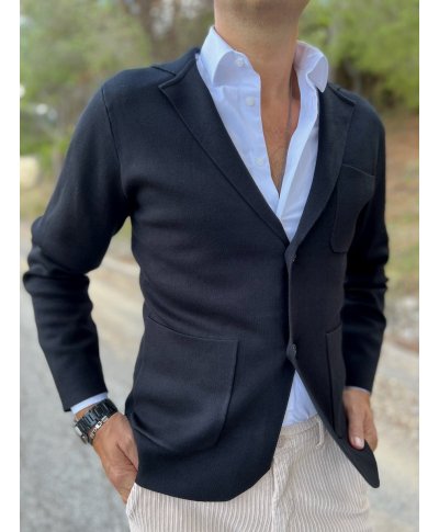 Cardigan nero con bottoni - Key Jey