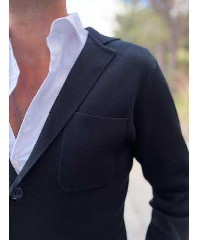 Cardigan nero con bottoni - Key Jey