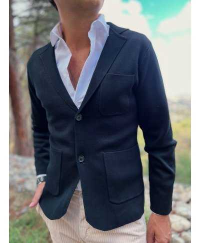 Cardigan nero con bottoni - Key Jey