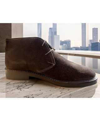 Buty męskie, model chukka - Brązowe - Zamszowe - Made in Italy