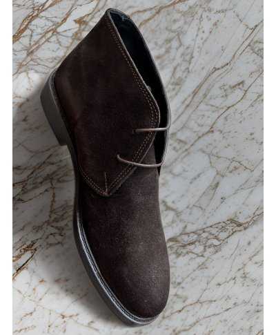 Buty męskie, model chukka - Brązowe - Zamszowe - Made in Italy