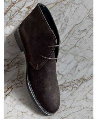 Buty męskie, model chukka - Brązowe - Zamszowe - Made in Italy