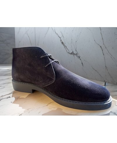 Buty męskie, model chukka – Granatowe - Zamszowe - Made in Italy