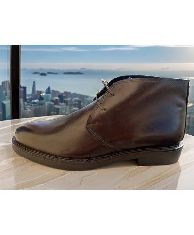 Buty męskie, model chukka - Ciemnobrązowe - Made in Italy