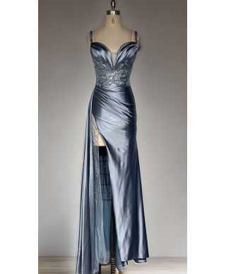 Vestito da cerimonia a sirena - Azzurro polvere