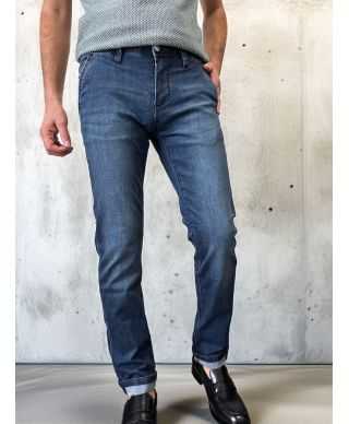 Stylowe spodnie męskie slim jeansowe w kolorze denim
