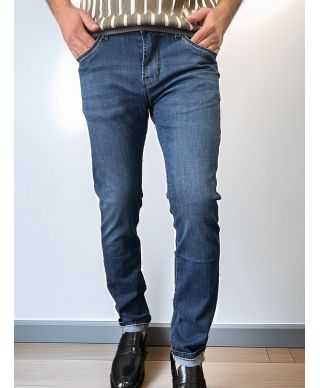 Jeansy męskie slim fit granatowe –  Key Jey - Nowoczesny styl i maksymalna wygoda