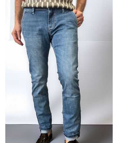 Jeansy męskie Slim Fit – Jasne przetarcie - Denim - key Jey
