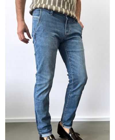 Jeansy męskie Slim Fit – Jasne przetarcie - Denim - key Jey