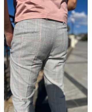 Spodnie męskie Paul Miranda w kratę typu „księcia Walii” - Made  in Italy