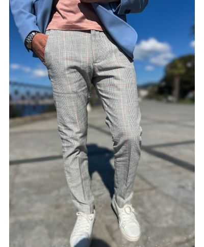 Spodnie męskie Paul Miranda w kratę typu „księcia Walii” - Made  in Italy