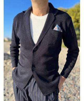 Cardigan blu con 2 bottoni e pochette - Hector