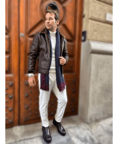 Giubbotto uomo, in eco montone - Vestibilità slim, marrone
