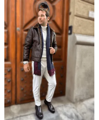 Giubbotto uomo, in eco montone - Vestibilità slim, marrone