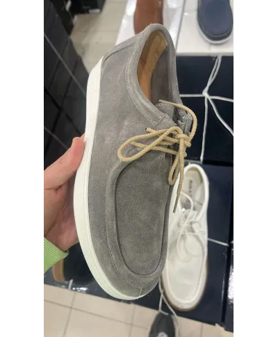 Sznurowane buty z naturalnej skóry w kolorze gołębim – Prof