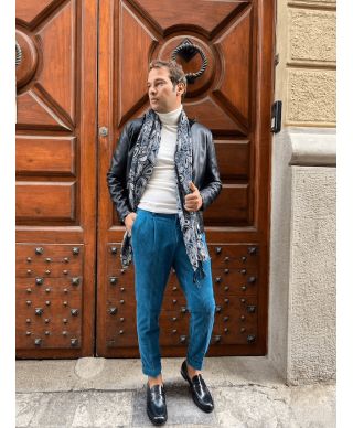 Giubbotto uomo blu, eco pelle  - Slim, fodera interna anti freddo