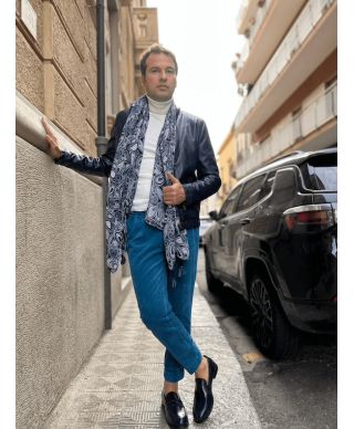 Giubbotto uomo blu, eco pelle  - Slim, fodera interna anti freddo