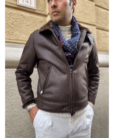 Giubbotto uomo, in eco montone - Vestibilità slim, marrone