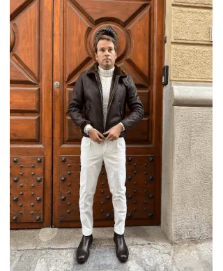 Giubbotto uomo, in eco montone - Vestibilità slim, marrone