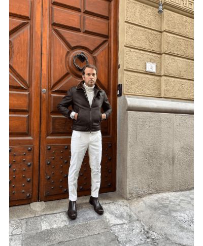 Giubbotto uomo, in eco montone - Vestibilità slim, marrone