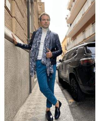 Pashmina invernale, unisex - Turchese grigia blu