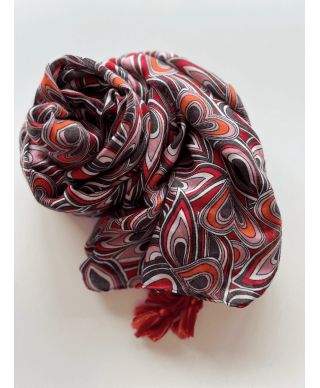 Pashmina invernale, unisex - bordeaux nera e rossa