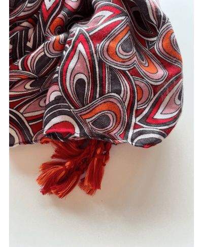 Pashmina invernale, unisex - bordeaux nera e rossa