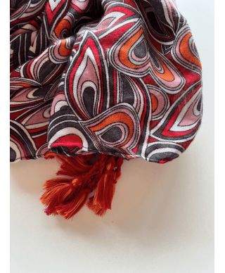 Pashmina invernale, unisex - bordeaux nera e rossa