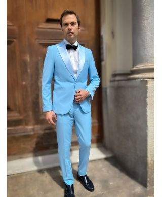 Smoking męski jasnoniebieski - Slim fit  - Napoli