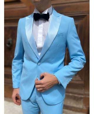 Smoking męski jasnoniebieski - Slim fit  - Napoli