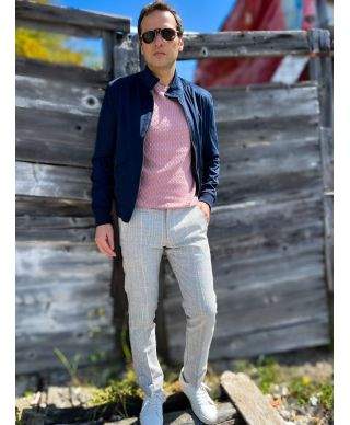 Różowy sweter tkany męski - Pinks